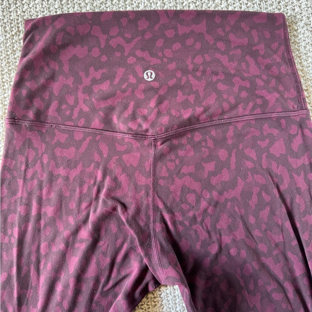 lululemon align legging burgundy camo leopard print women’s size 6
